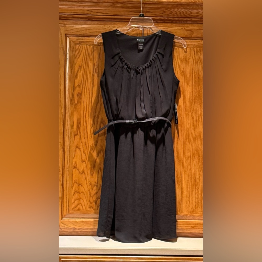 Soho Apparel Black Midi Dress with Belt